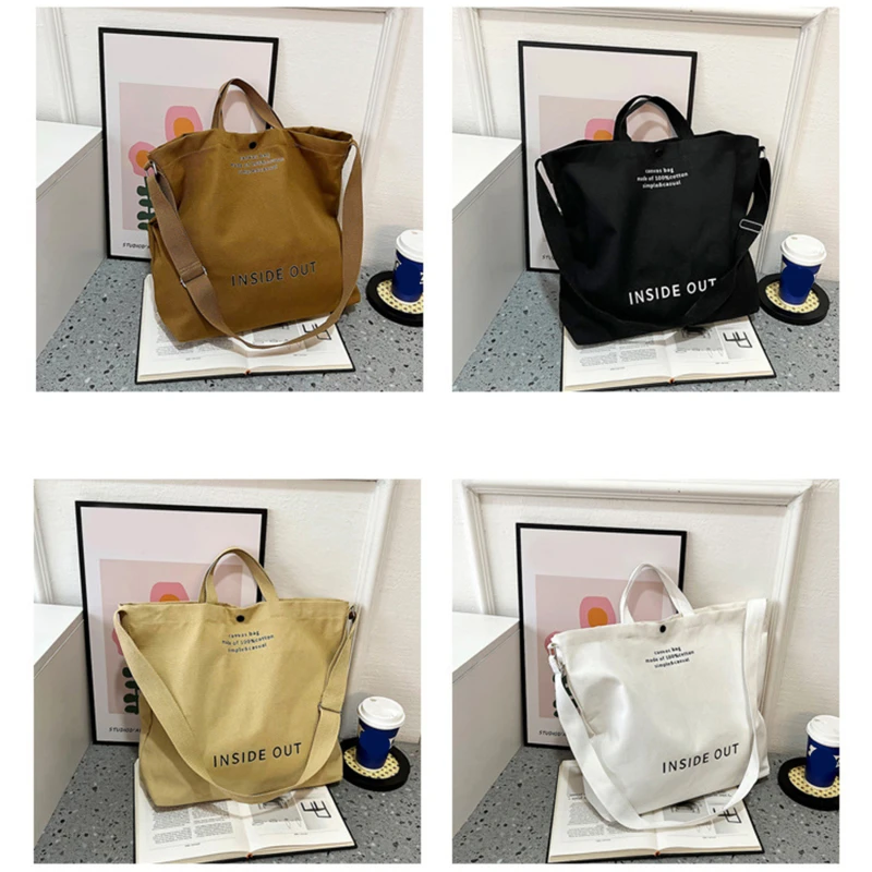 Japanese Simple Canvas Satchel Unisex Crossbody Bag Washable Thick Handbag Fashion Large Capacity Bag for Students Daily Carry