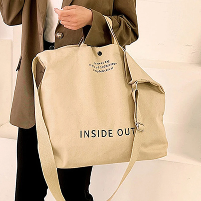 Japanese Simple Canvas Satchel Unisex Crossbody Bag Washable Thick Handbag Fashion Large Capacity Bag for Students Daily Carry