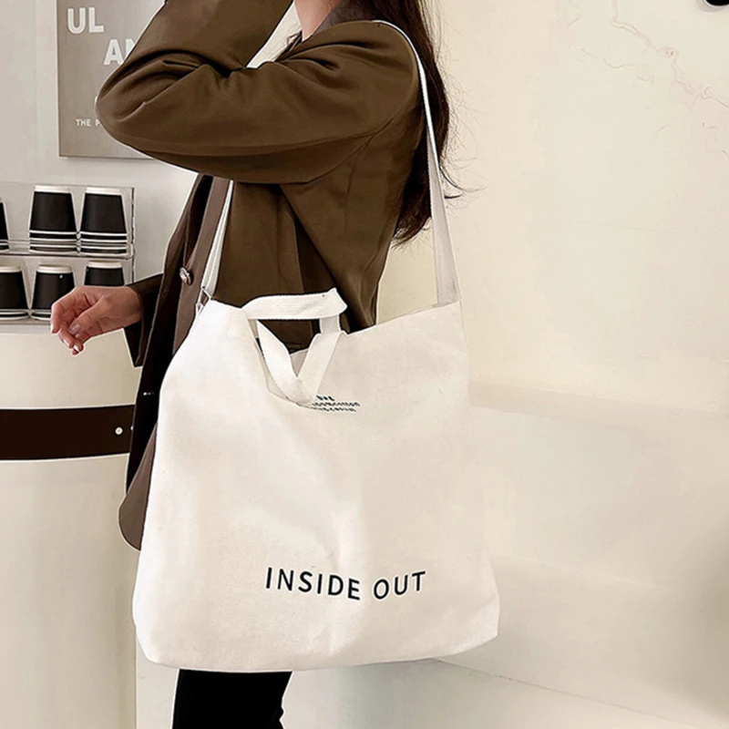 Japanese Simple Canvas Satchel Unisex Crossbody Bag Washable Thick Handbag Fashion Large Capacity Bag for Students Daily Carry