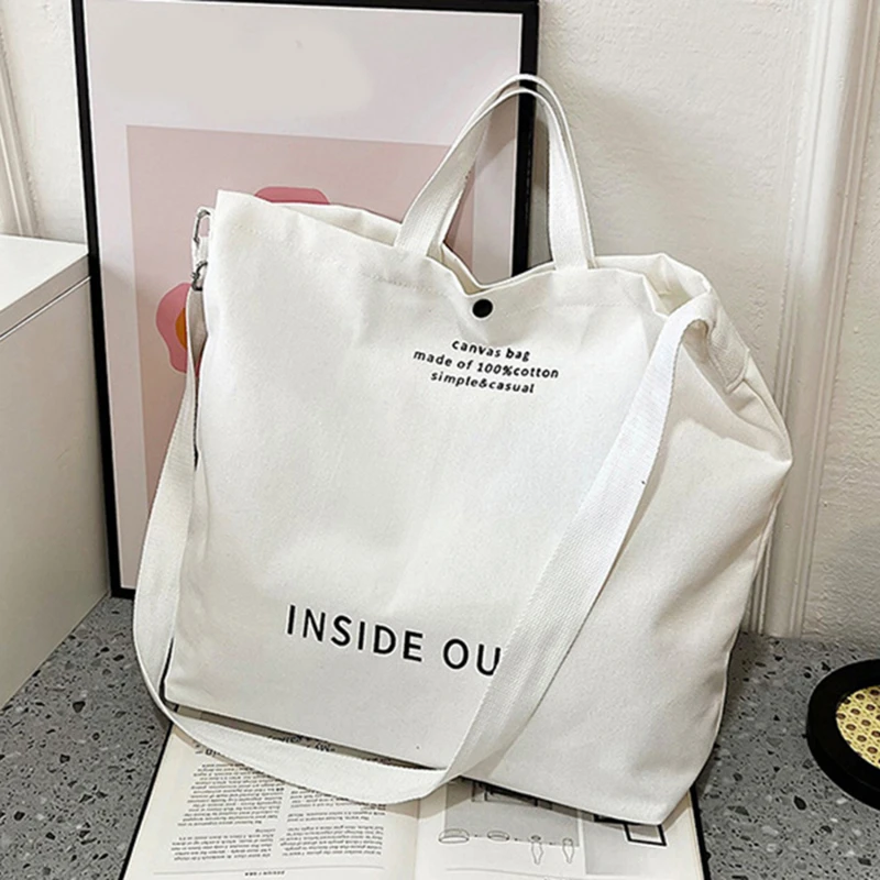 Japanese Simple Canvas Satchel Unisex Crossbody Bag Washable Thick Handbag Fashion Large Capacity Bag for Students Daily Carry