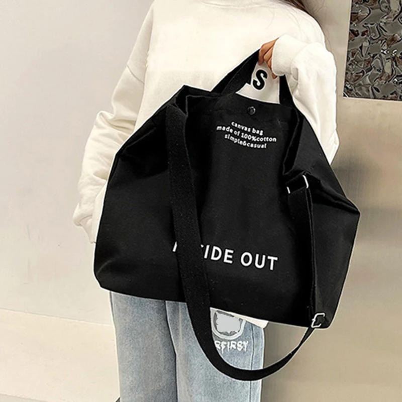 Japanese Simple Canvas Satchel Unisex Crossbody Bag Washable Thick Handbag Fashion Large Capacity Bag for Students Daily Carry