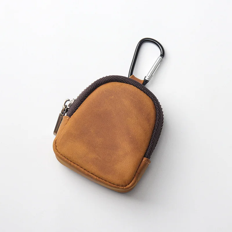 2026 NEW Men Women Outdoor Wild PU Leather Carabiner Multi-Color Retro Mini Coin Purse Keychain headphone cable wrap Wallet