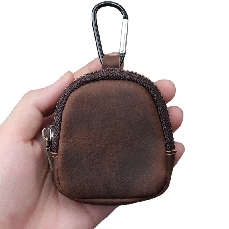 2026 NEW Men Women Outdoor Wild PU Leather Carabiner Multi-Color Retro Mini Coin Purse Keychain headphone cable wrap Wallet