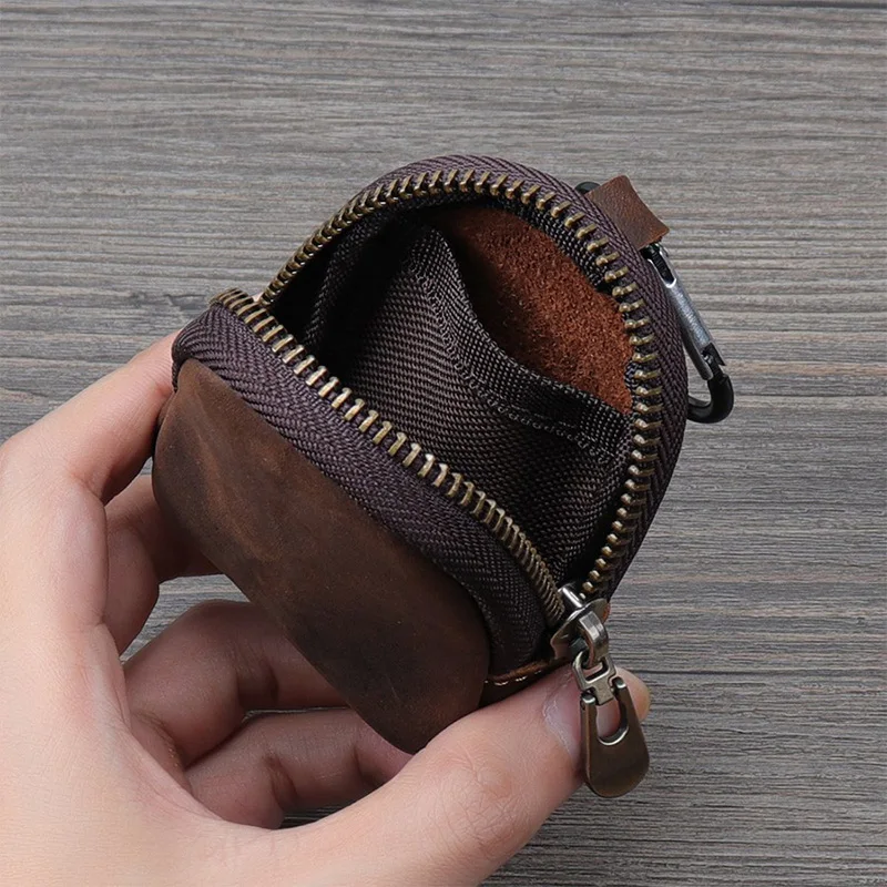2026 NEW Men Women Outdoor Wild PU Leather Carabiner Multi-Color Retro Mini Coin Purse Keychain headphone cable wrap Wallet