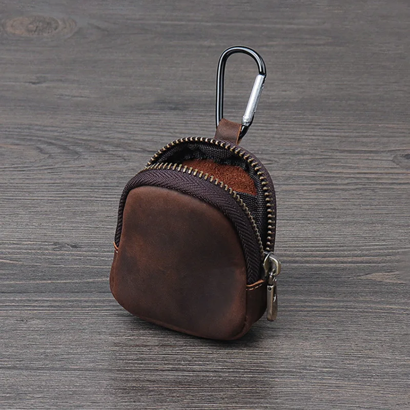 2026 NEW Men Women Outdoor Wild PU Leather Carabiner Multi-Color Retro Mini Coin Purse Keychain headphone cable wrap Wallet