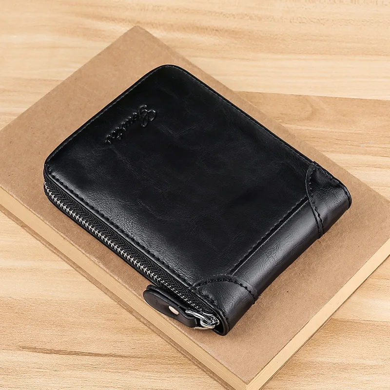 Business Casual Men's Zipper Wallet, Multi-card Slot ID Holder Wallet