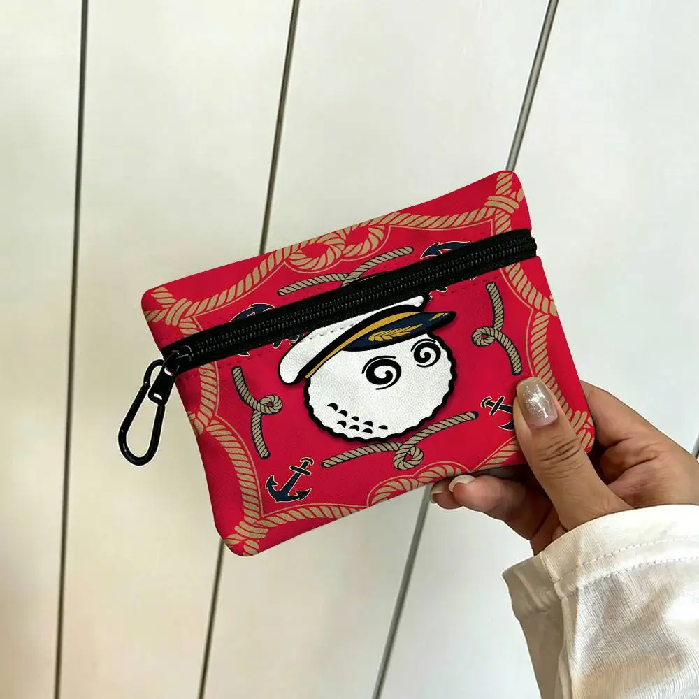 L-Leisure-M-M-Malbones Golf Compact Oxford Cloth Coin Purse Detachable Carabiner Hook Portable Key Card Organizer Pouch