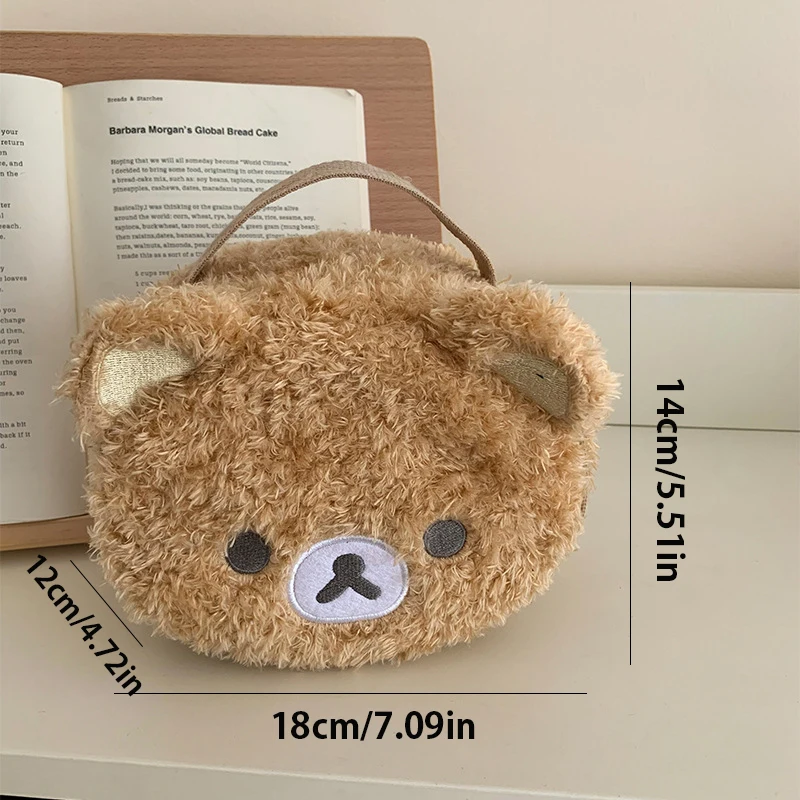 Hot Sales Gift: Anime Relaxed Bear Plush Cosmetic Bag - Women Girl Jewelry Organizer Pouch Makeup Storage Handbag