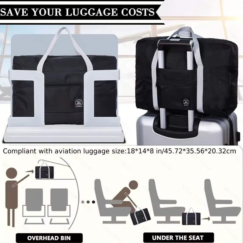 Portable Foldable Travel Duffle Bag Large Capacity Sports Gym Bag, Lightweight Carry on Luggage Duffle Bag Coach Bag Travel Bag
