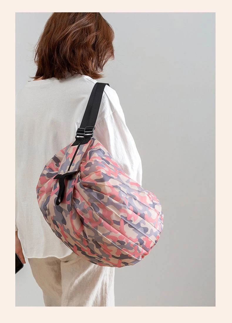 Camouflage Nylon Tote Bag Large Capacity Foldable Shopping Organizer with Handle