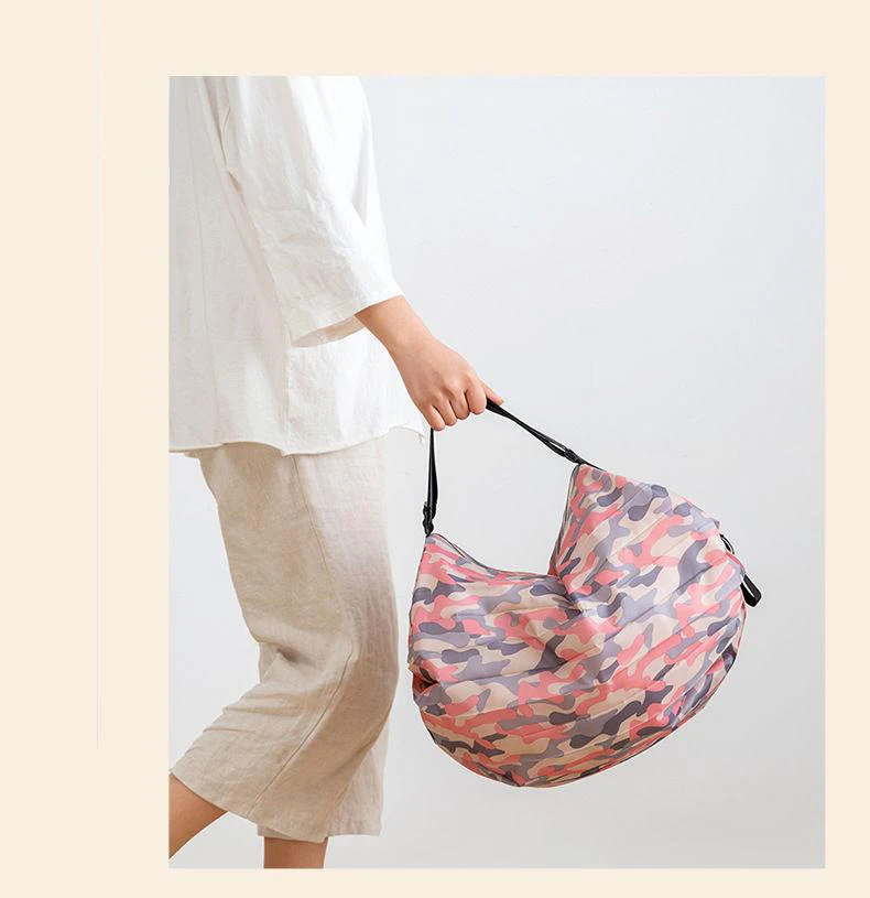 Camouflage Nylon Tote Bag Large Capacity Foldable Shopping Organizer with Handle