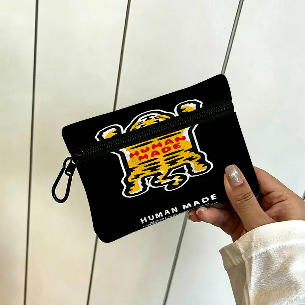 Fashion H-Human M-Made Oxford Cloth Zipper Wallet Multifunctional Hanging Coin Bag For Credit Cards Keys Coins Earbuds
