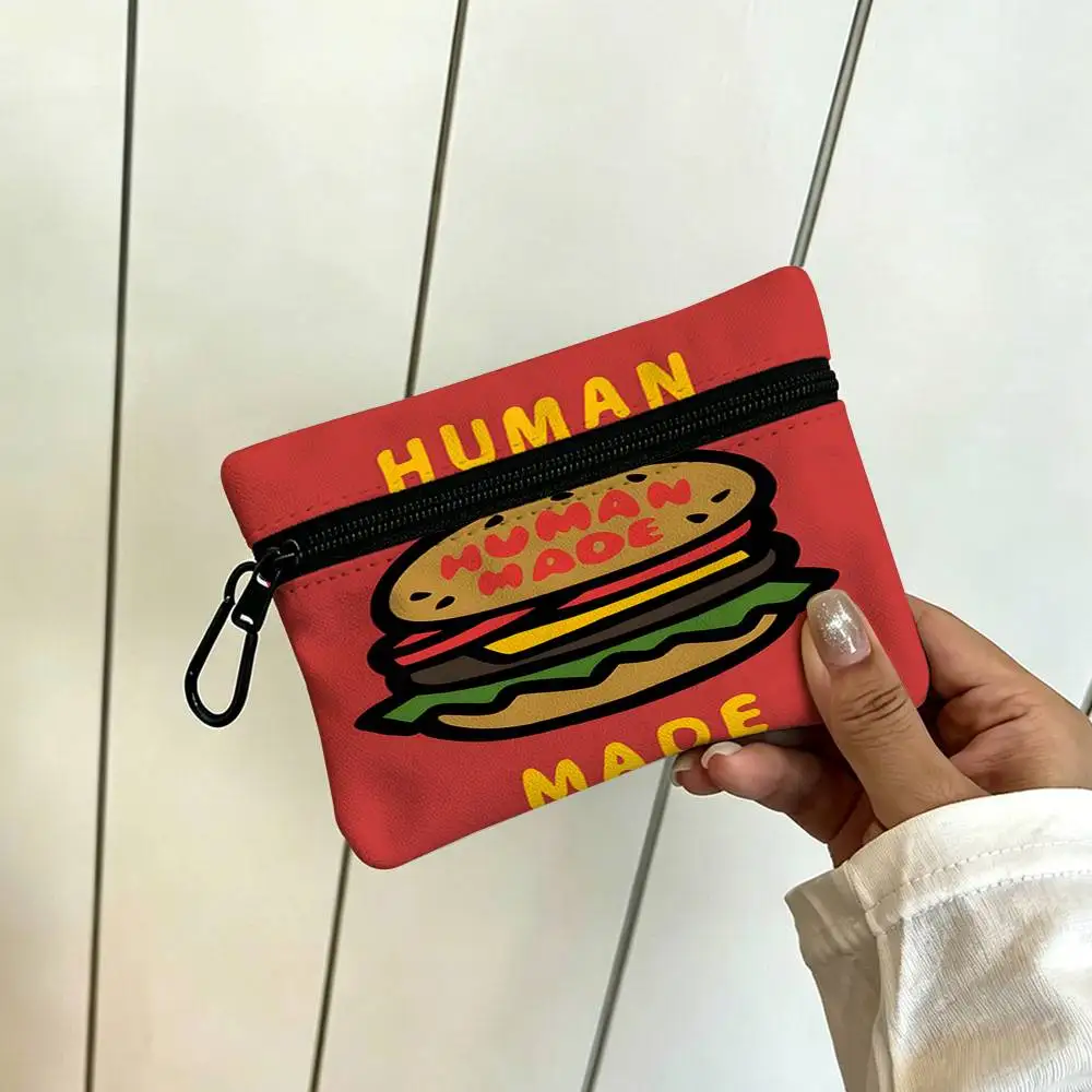 Fashion H-Human M-Made Oxford Cloth Zipper Wallet Multifunctional Hanging Coin Bag For Credit Cards Keys Coins Earbuds