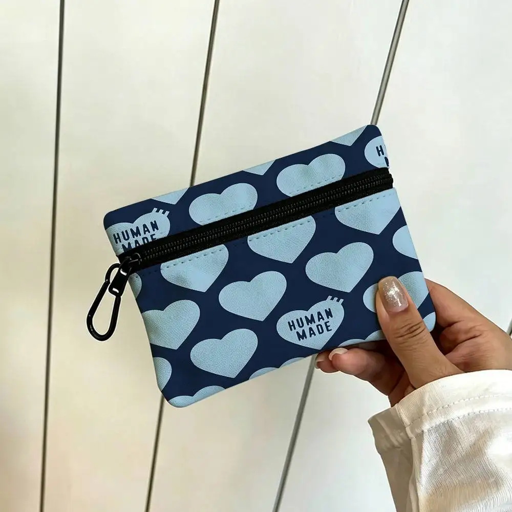 Fashion H-Human M-Made Oxford Cloth Zipper Wallet Multifunctional Hanging Coin Bag For Credit Cards Keys Coins Earbuds