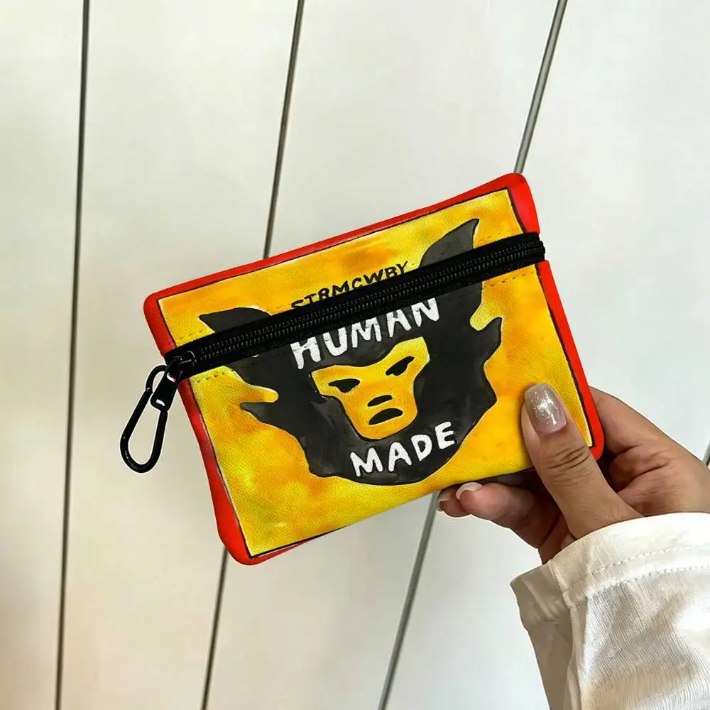 Fashion H-Human M-Made Oxford Cloth Zipper Wallet Multifunctional Hanging Coin Bag For Credit Cards Keys Coins Earbuds