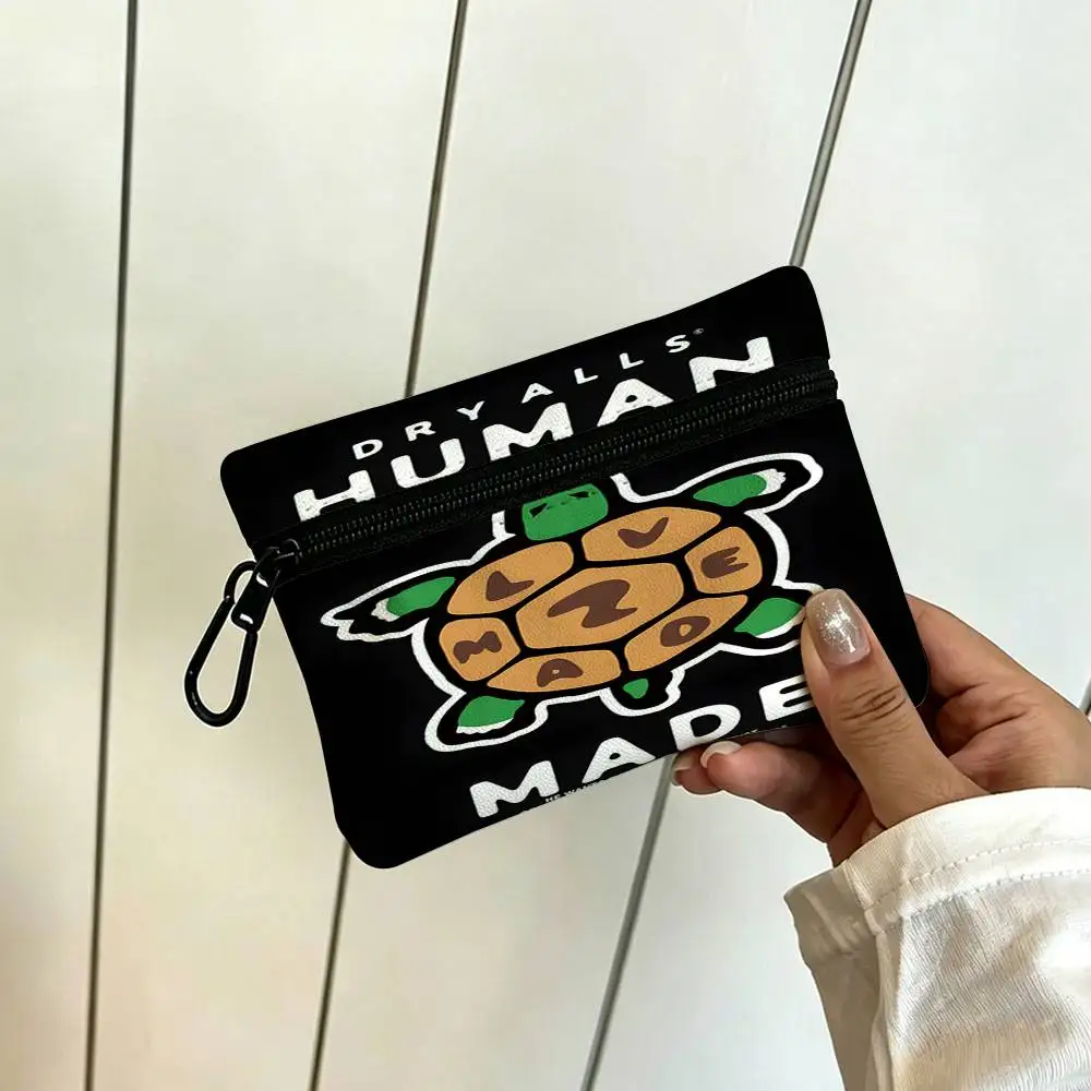 Fashion H-Human M-Made Oxford Cloth Zipper Wallet Multifunctional Hanging Coin Bag For Credit Cards Keys Coins Earbuds