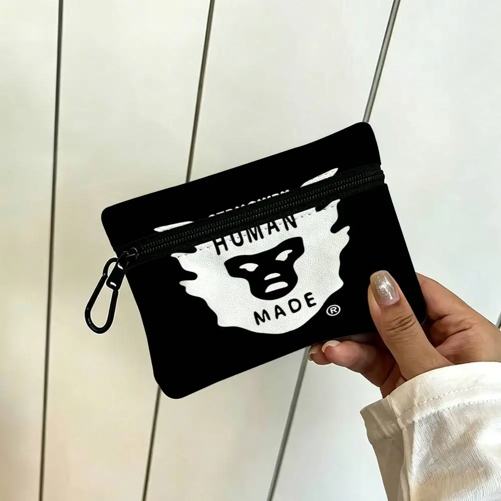 Fashion H-Human M-Made Oxford Cloth Zipper Wallet Multifunctional Hanging Coin Bag For Credit Cards Keys Coins Earbuds