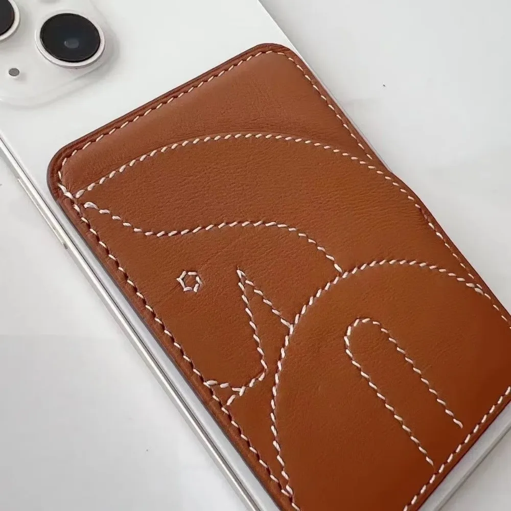 Simple PU Magnetic Card Holder Short Handmade Business Card Holder Large Capacity Back Sticker Stealth Name Card Clip