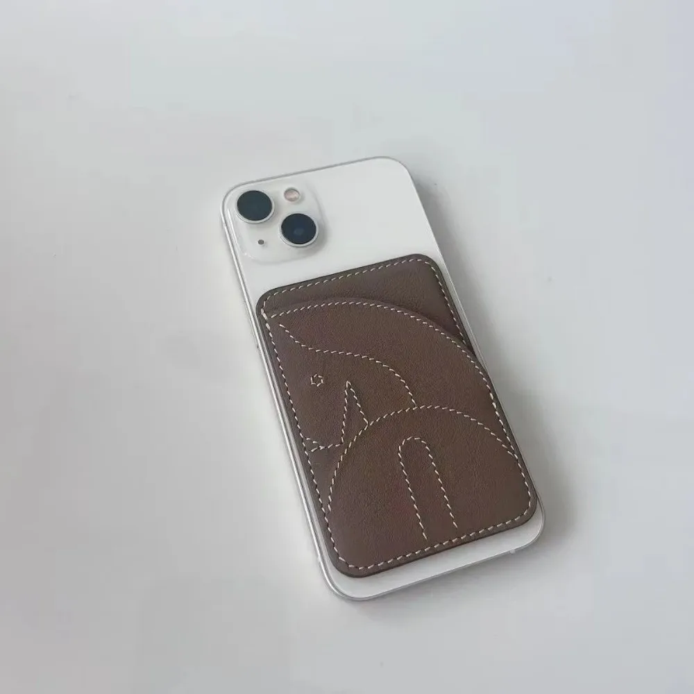 Simple PU Magnetic Card Holder Short Handmade Business Card Holder Large Capacity Back Sticker Stealth Name Card Clip