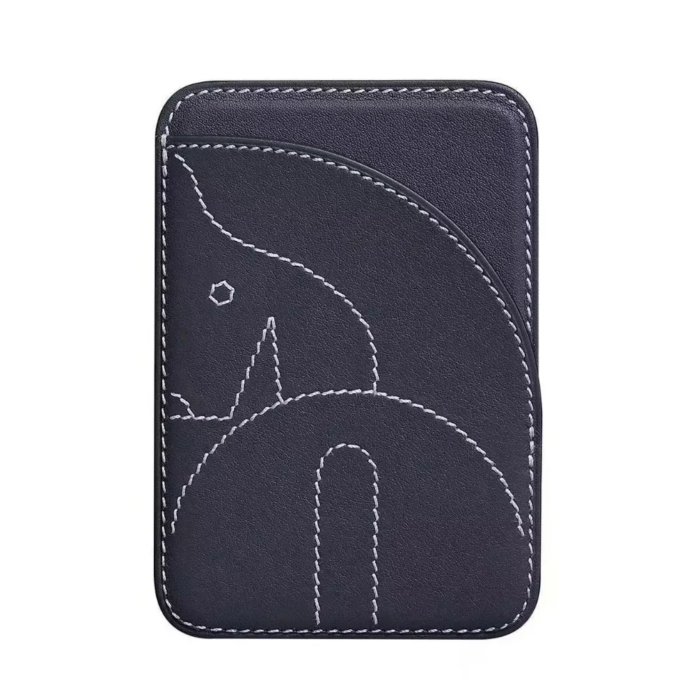 Simple PU Magnetic Card Holder Short Handmade Business Card Holder Large Capacity Back Sticker Stealth Name Card Clip