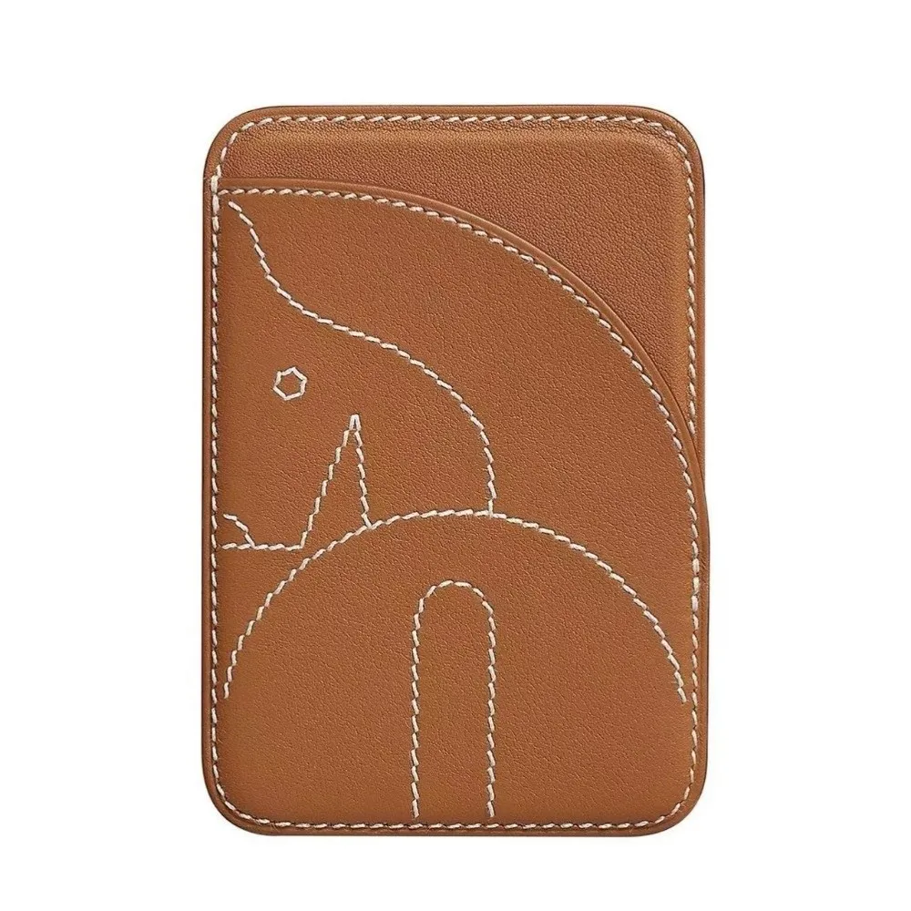 Simple PU Magnetic Card Holder Short Handmade Business Card Holder Large Capacity Back Sticker Stealth Name Card Clip