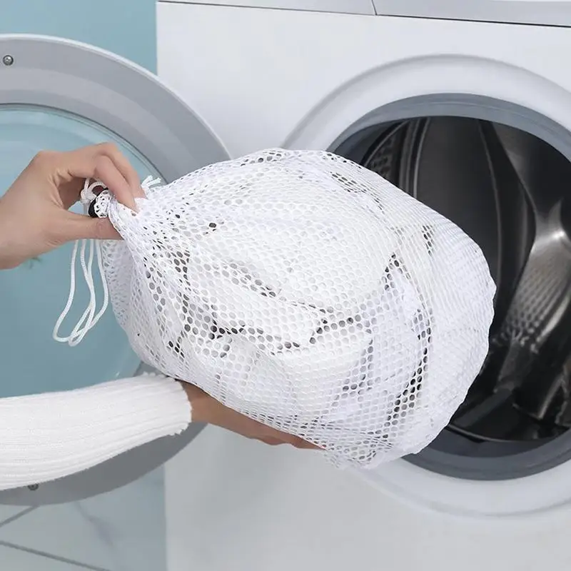 Drawstring Mesh Bag Laundry Bag Washing Large Capacity Mesh Wash Bag for Blouses, Hosiery, and Underwear for Travel and Laundry