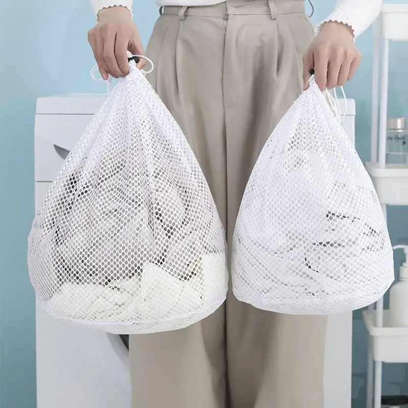 Drawstring Mesh Bag Laundry Bag Washing Large Capacity Mesh Wash Bag for Blouses, Hosiery, and Underwear for Travel and Laundry