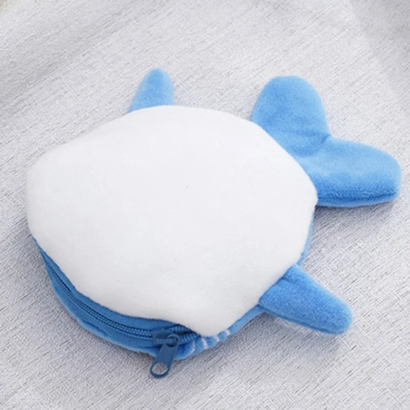 Women Shark Money Card Key Earphone Coin Purse for Small Things Organizer Pouch Zipper Cute Plush Fish Coin Wallet Bags