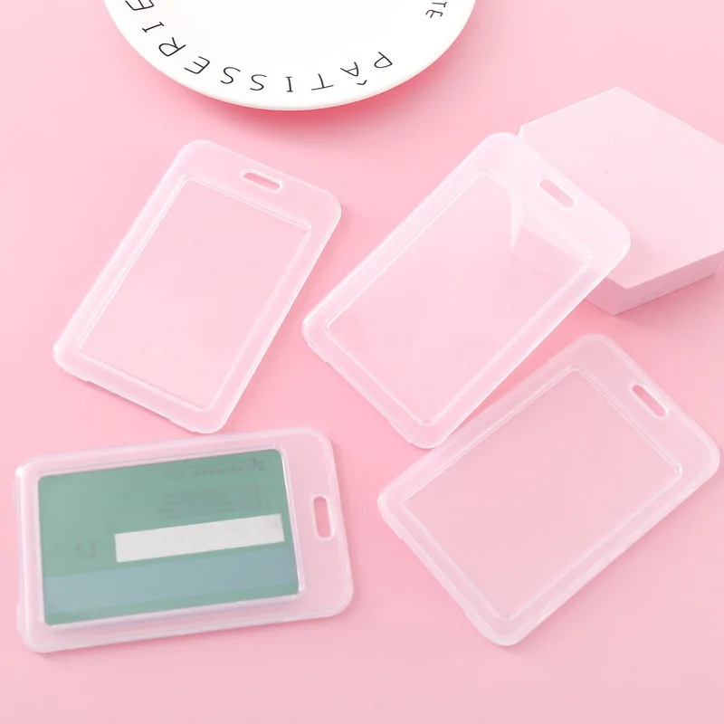 2pcs Transparent ID IC Credit Card Holder Protector Case Clear Badge Holder Working Permit Sleeve Cover for Staff Workers ID Tag