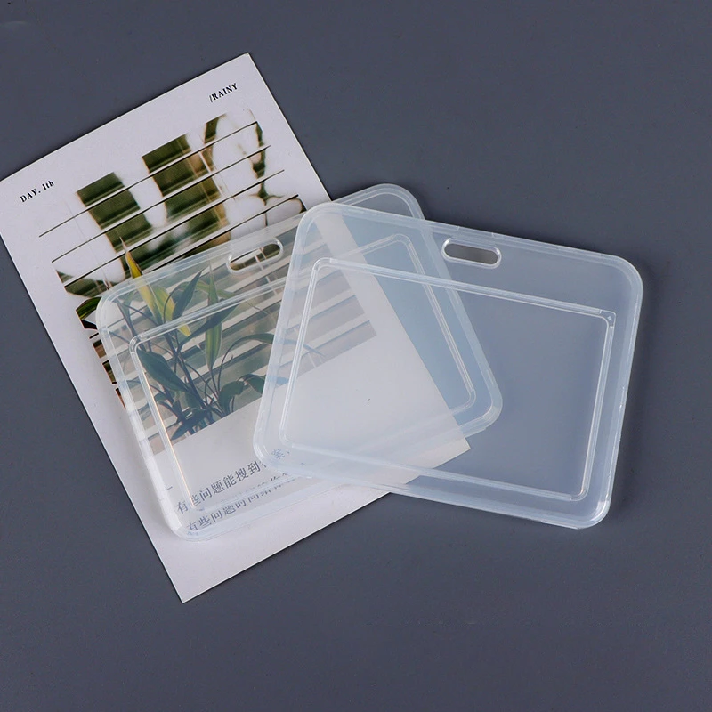 2pcs Transparent ID IC Credit Card Holder Protector Case Clear Badge Holder Working Permit Sleeve Cover for Staff Workers ID Tag