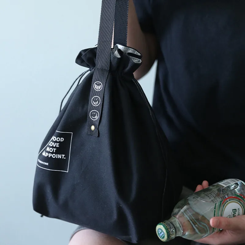 Canvas Lunch Bag Bento Box Handbag Outdoor Portable Picnic Dinner Container School Fresh Keeping Food Storage Tote Accessories