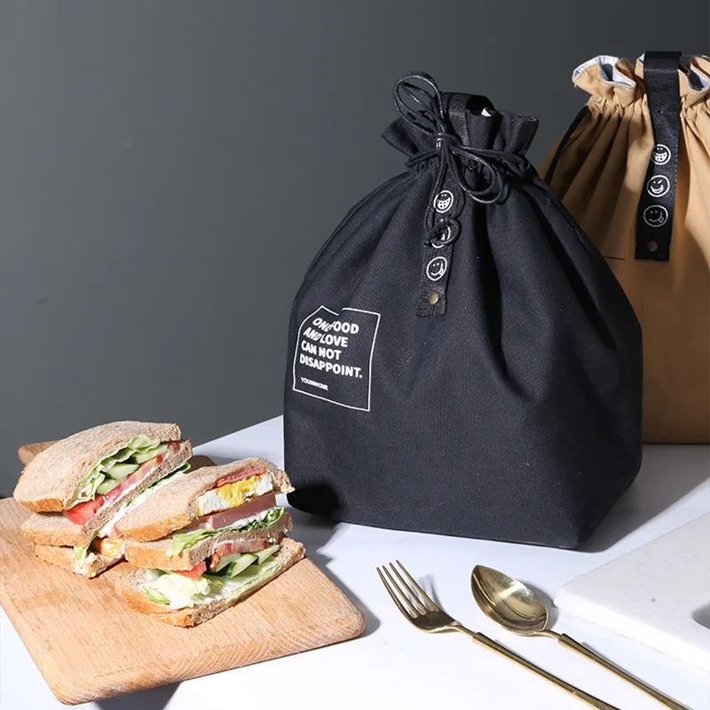 Canvas Lunch Bag Bento Box Handbag Outdoor Portable Picnic Dinner Container School Fresh Keeping Food Storage Tote Accessories