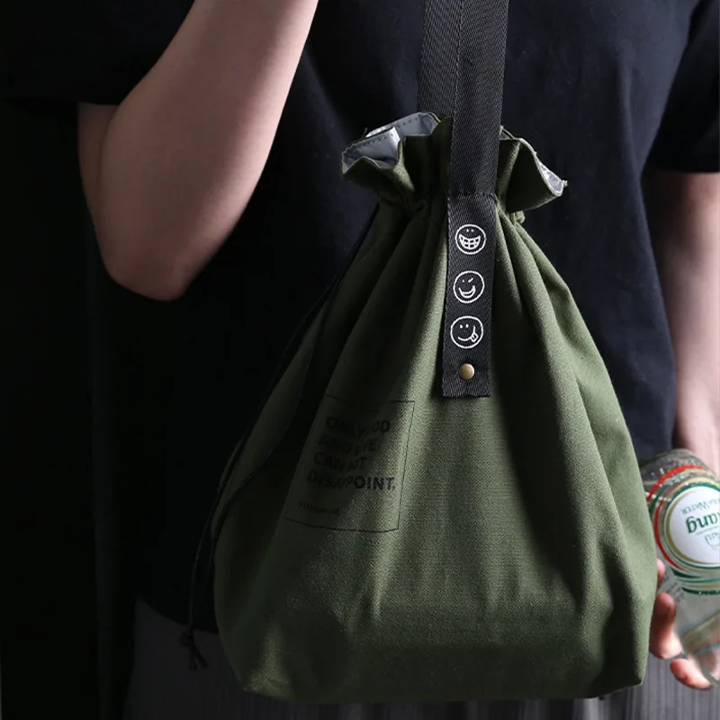 Canvas Lunch Bag Bento Box Handbag Outdoor Portable Picnic Dinner Container School Fresh Keeping Food Storage Tote Accessories