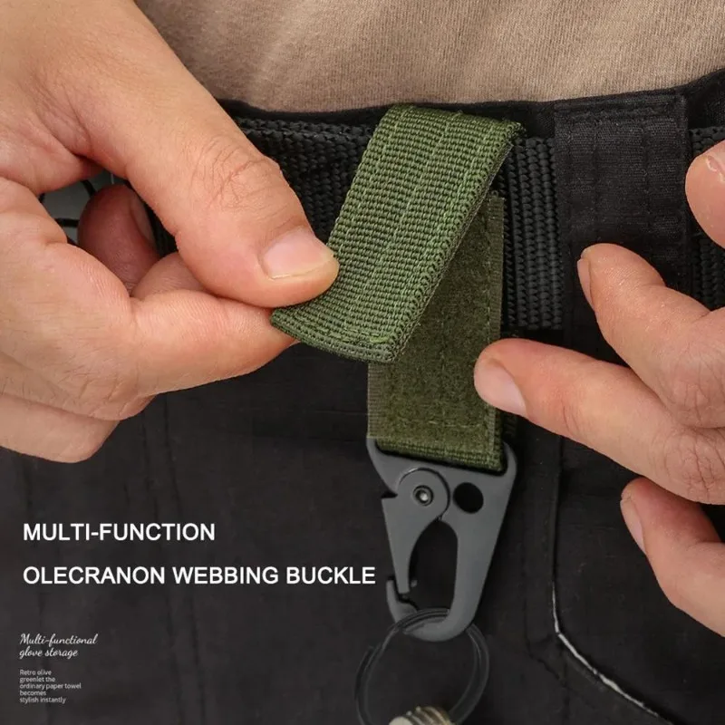 3Pcs Tactical Carabiner Outdoor EDC Keychain Nylon Webbing Keys Holder Camping Backpack Belt Hook Hanging Buckle Muilter Clip