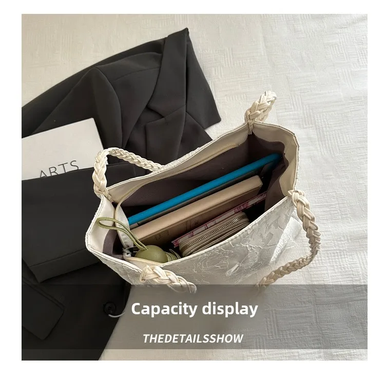 Texture Leisure New Chinese Style Shoulder Bag Antique Versatile Large Capacity Tote Bag Hanfu Element Work Commuter Storage Bag
