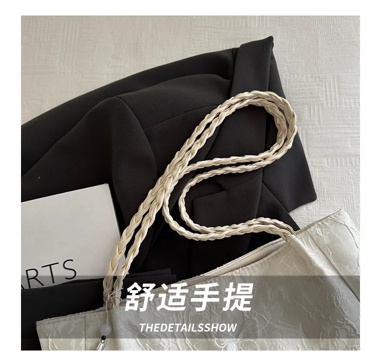 Texture Leisure New Chinese Style Shoulder Bag Antique Versatile Large Capacity Tote Bag Hanfu Element Work Commuter Storage Bag