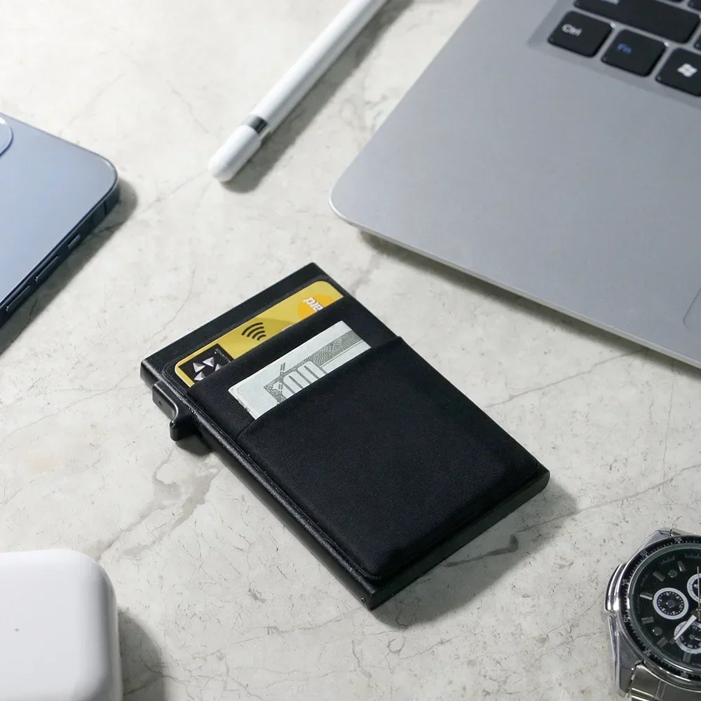 Unisex Anti Rfid Blocking Protected ID Credit Magic Card Holder Men Thin Slim Minimalist Smart Wallets Metal ID Cardholer Case