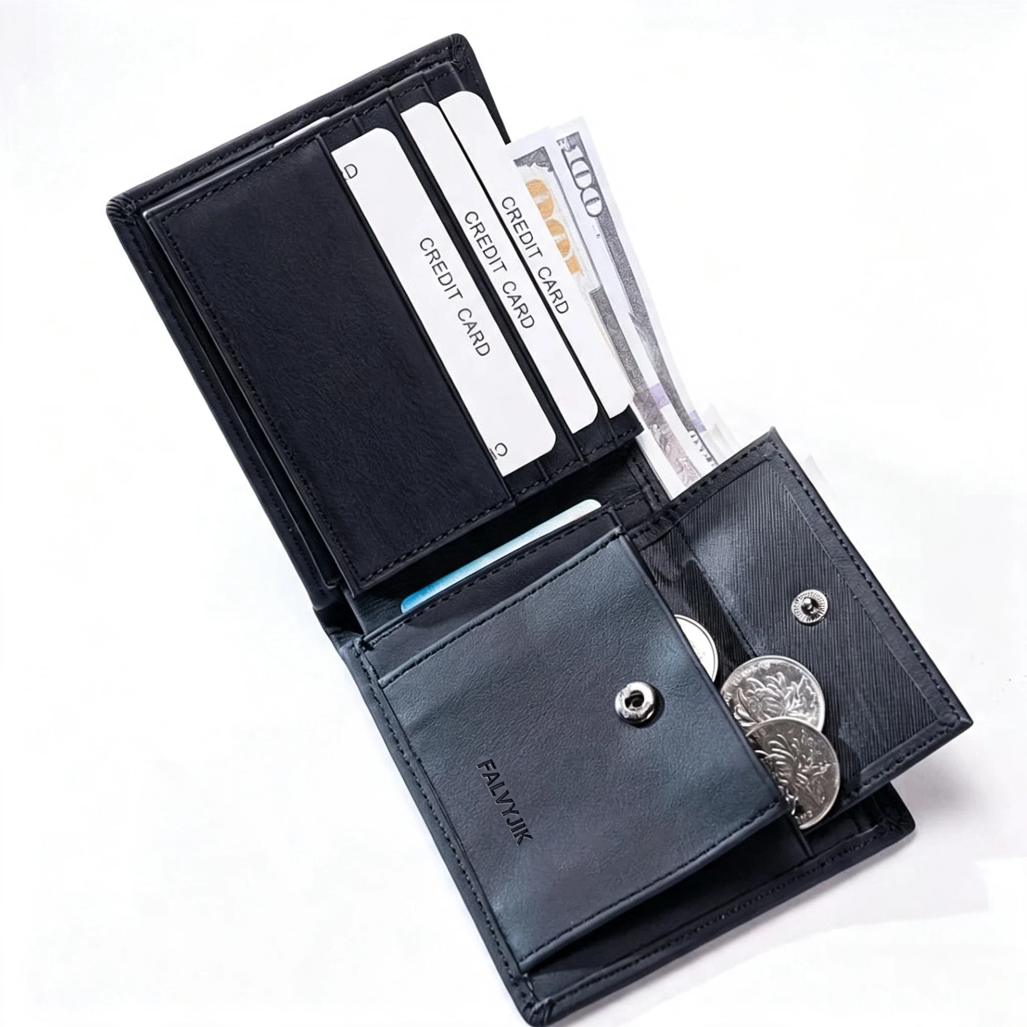 Men's Leather Wallet RFID Cowhide Genuine Leather Wallet Multi-Function Credit Card Holder