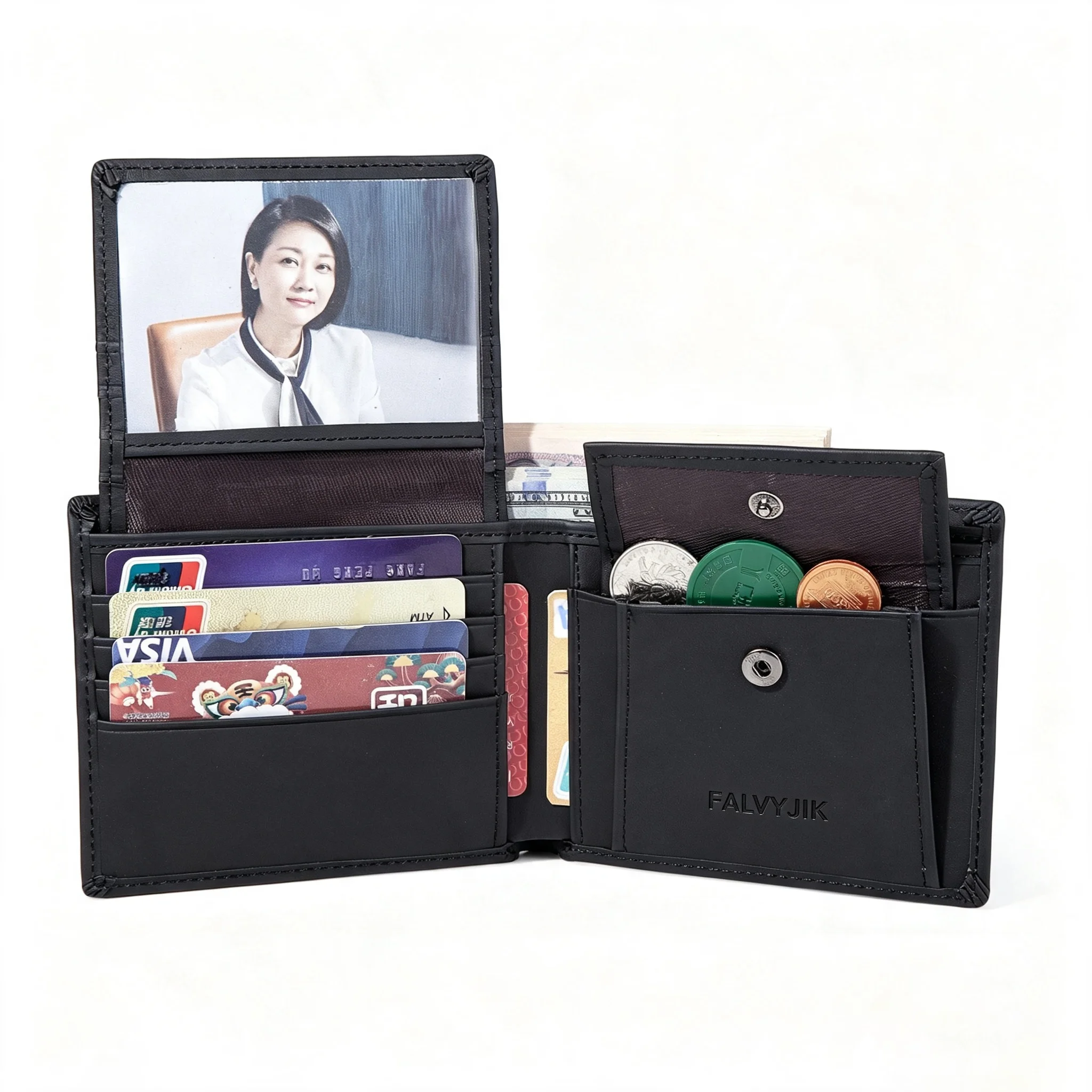 Men's Leather Wallet RFID Cowhide Genuine Leather Wallet Multi-Function Credit Card Holder