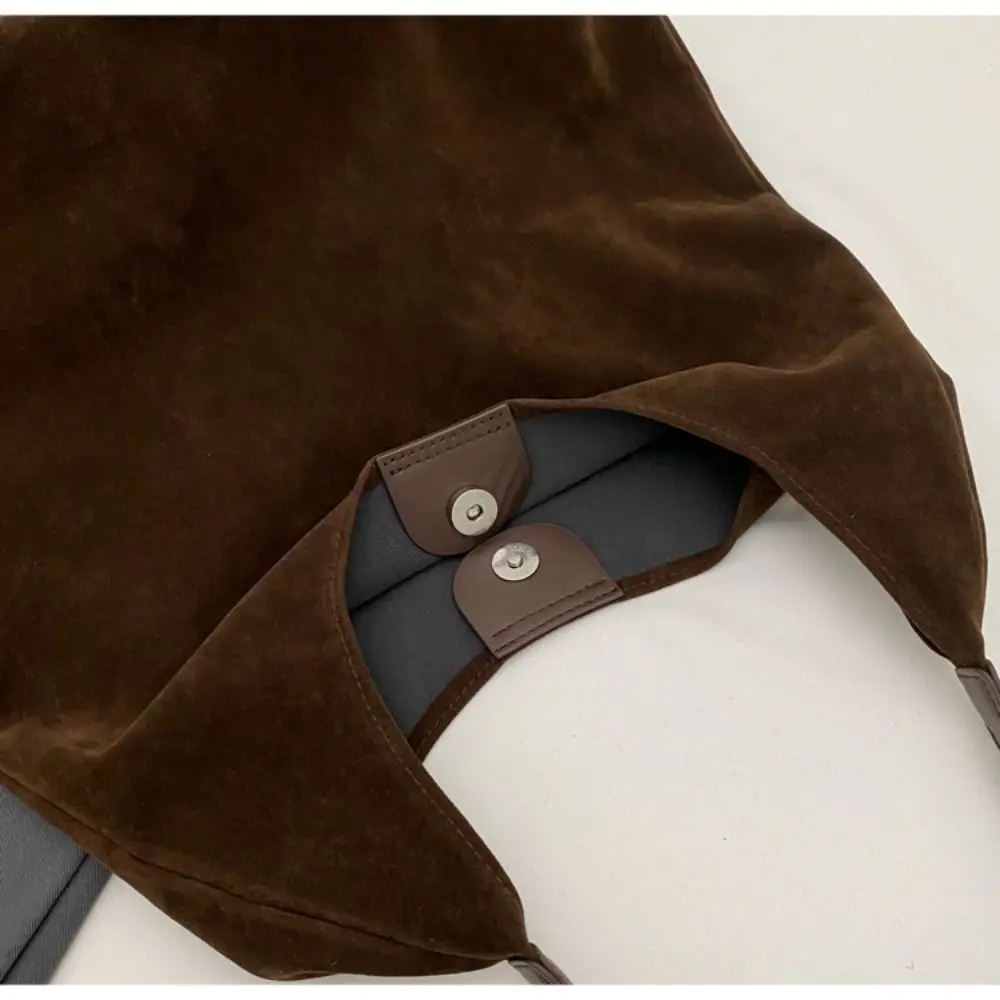 Large Capacity Suede Shoulder Bag Autumn and Winter Vintage Women's Bag Solid Color Simple Versatile Bucket Bag