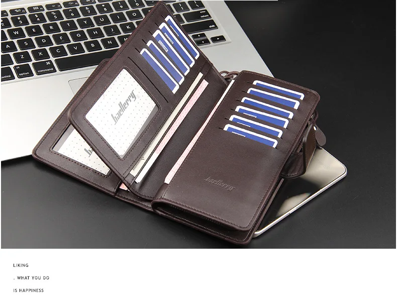 Baellerry Men's Long Wallet Casual Business Zipper Handbag Large Capacity Mobile Phone Storage Bag with Card Holder
