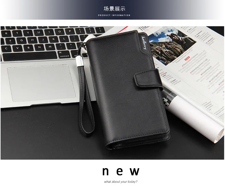 Baellerry Men's Long Wallet Casual Business Zipper Handbag Large Capacity Mobile Phone Storage Bag with Card Holder