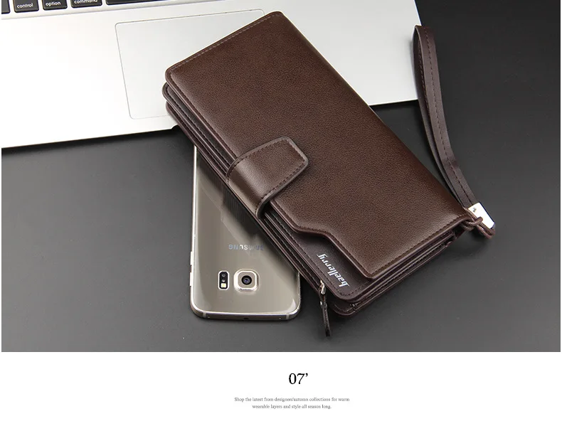 Baellerry Men's Long Wallet Casual Business Zipper Handbag Large Capacity Mobile Phone Storage Bag with Card Holder