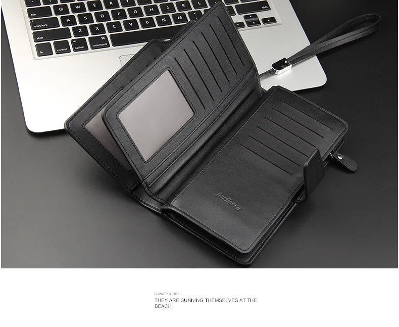 Baellerry Men's Long Wallet Casual Business Zipper Handbag Large Capacity Mobile Phone Storage Bag with Card Holder
