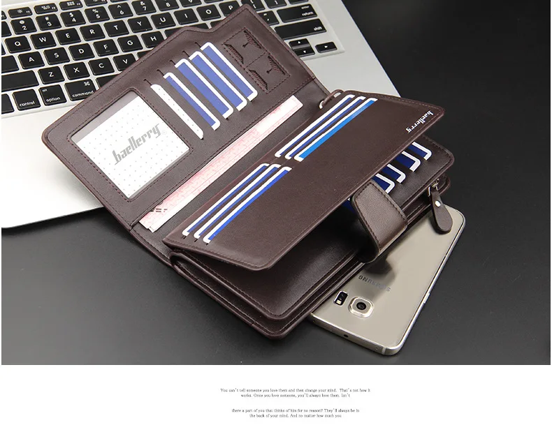 Baellerry Men's Long Wallet Casual Business Zipper Handbag Large Capacity Mobile Phone Storage Bag with Card Holder