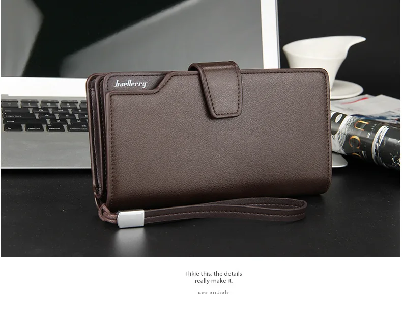 Baellerry Men's Long Wallet Casual Business Zipper Handbag Large Capacity Mobile Phone Storage Bag with Card Holder