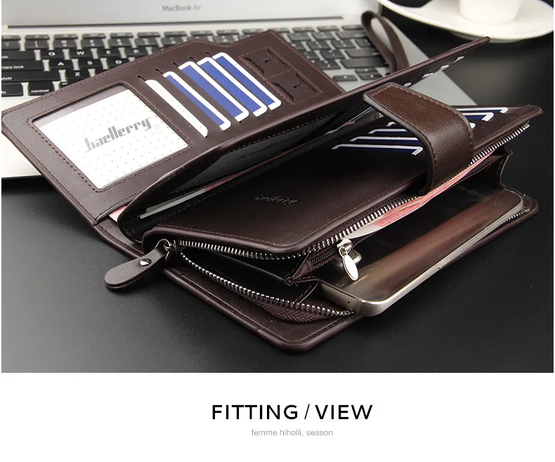 Baellerry Men's Long Wallet Casual Business Zipper Handbag Large Capacity Mobile Phone Storage Bag with Card Holder