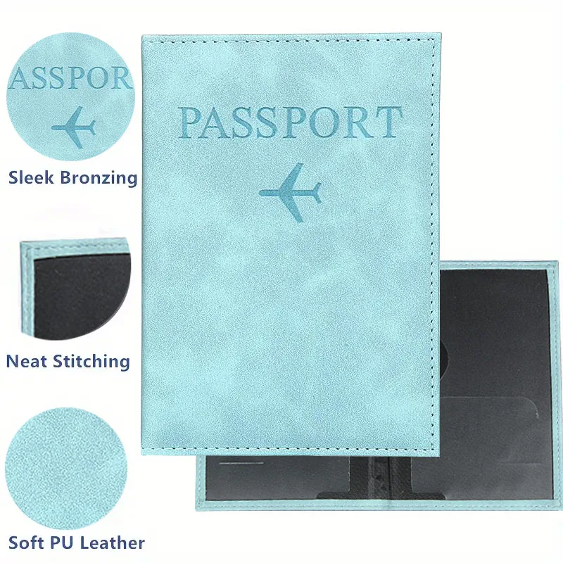 PU Leather Passport Cover For Men & Women World Map Travel Passport Case Organizer - Protective Card Holder ID Document Covers