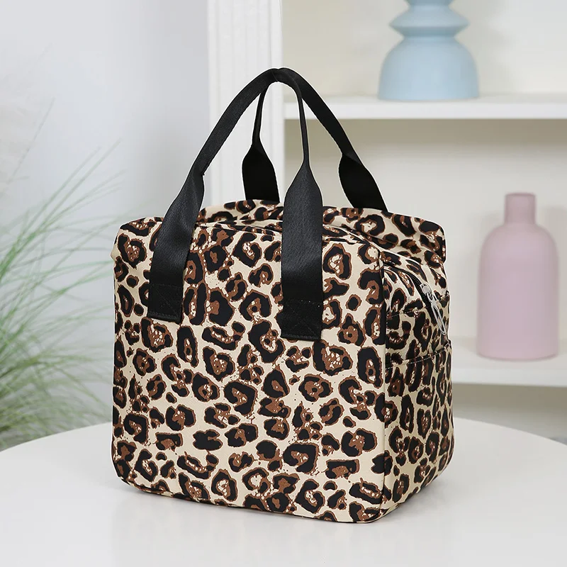 Thickened Nylon Fabric Lunch Bag with Aluminum Foil Inner Large Capacity Portable Lunch Box Storage Bag for Work Picnic Scho