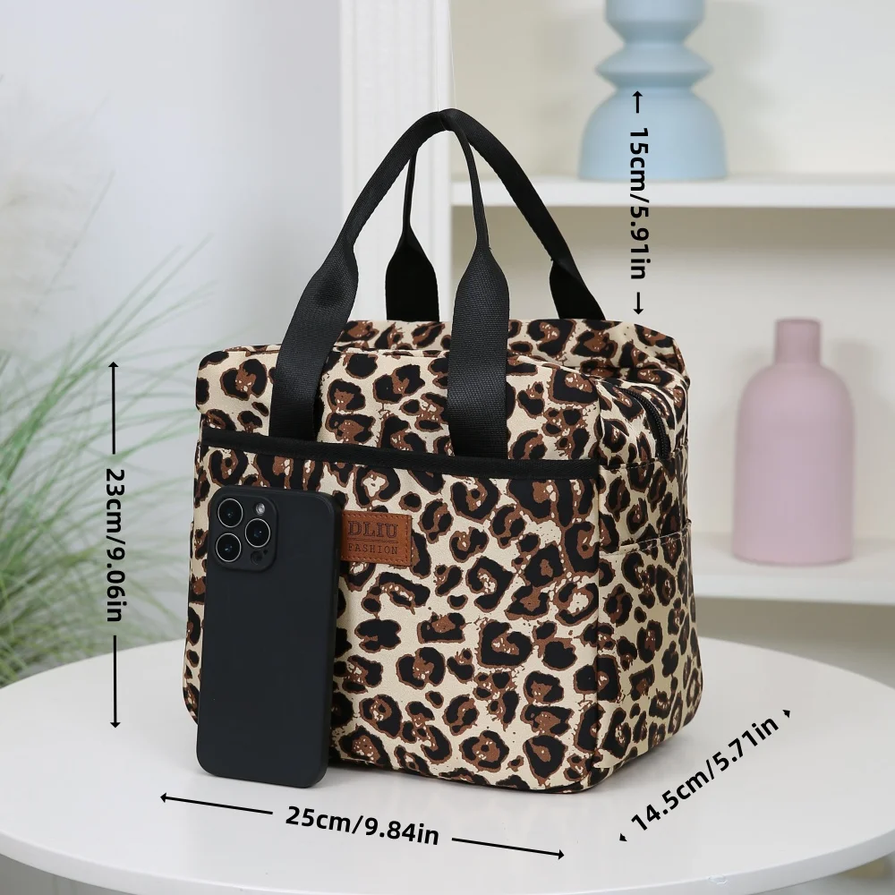 Thickened Nylon Fabric Lunch Bag with Aluminum Foil Inner Large Capacity Portable Lunch Box Storage Bag for Work Picnic Scho